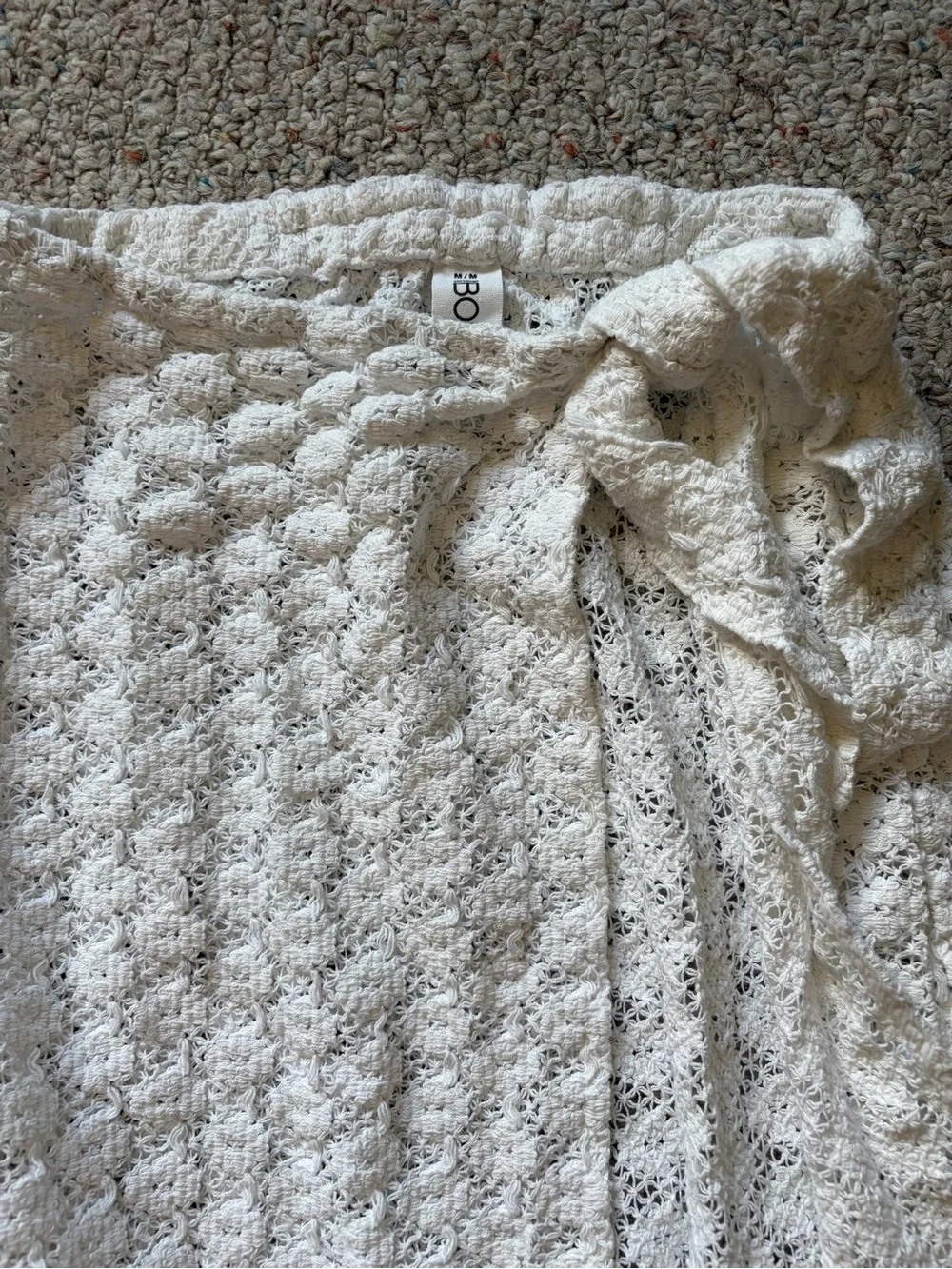 Cotton On Body Open Mesh Beach Sarong Wrap Skirt White Knit Size Women’s Medium
